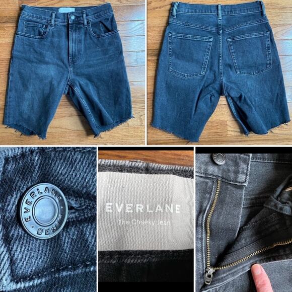 Everlane Washed Black The Cheeky 25” Cut Off Jean Short 8” inseam (zip fly) - Picture 1 of 9